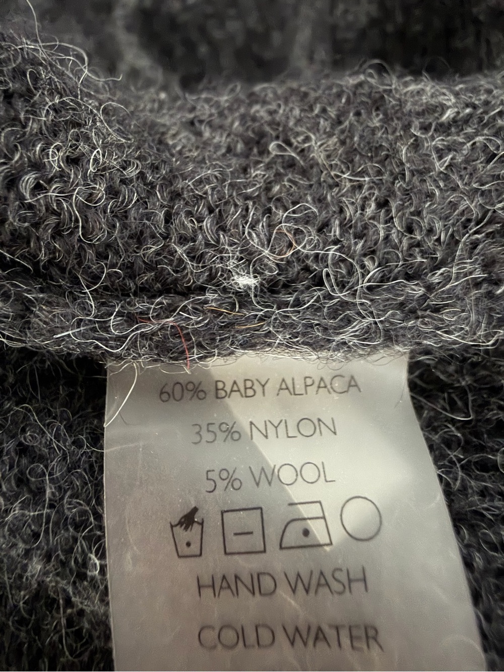 Peruvian Connection Baby Alpaca Blend Fuzzy V-Neck Sweater Gray 8296 - Picture 8 of 9